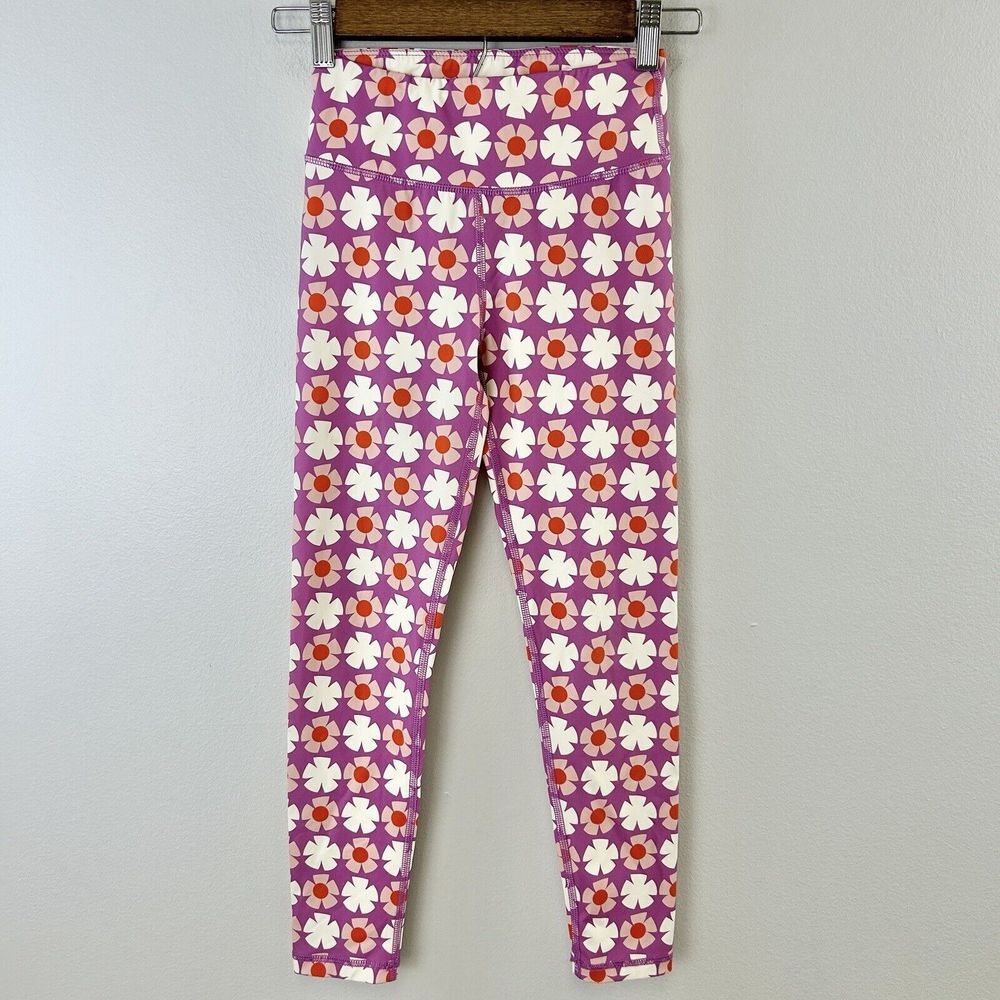 Hanna Andersson Leggings‎ Girls 8 Active Made To Stretch Flowers On Meadow Mauve